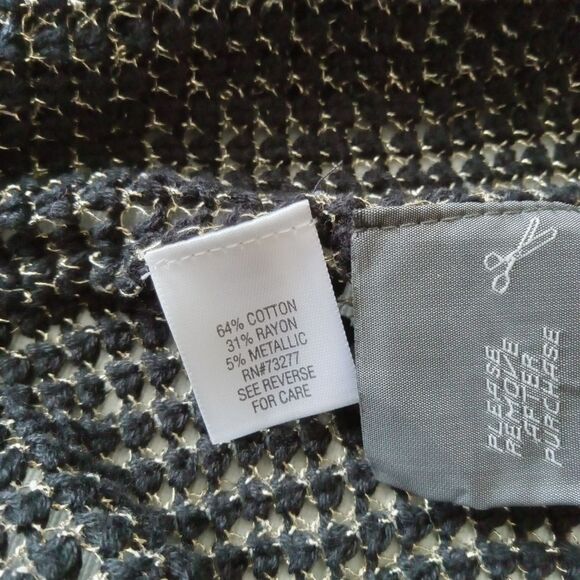 Dana Buchman Black and Gold Metallic Waffle Knit Slouchy Shawl Women's Size XL - Picture 4 of 12